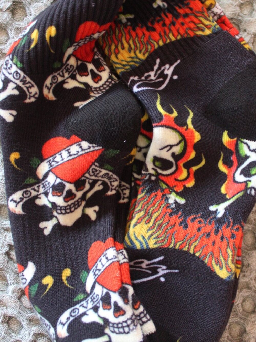 Ed Hardy Men’s 3 Pack Crew Socks Skull Tiger Heart Tattoo Y2K NWT